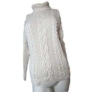 Yorkshire Knitting Co. Sweater Women's Ivory Ramie Blend Turtle Neck Casual L